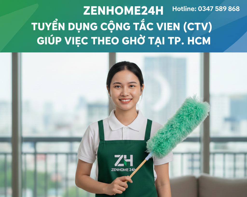 Tuyển cộng tác viên giúp việc nhà theo giờ tại TP. HCM