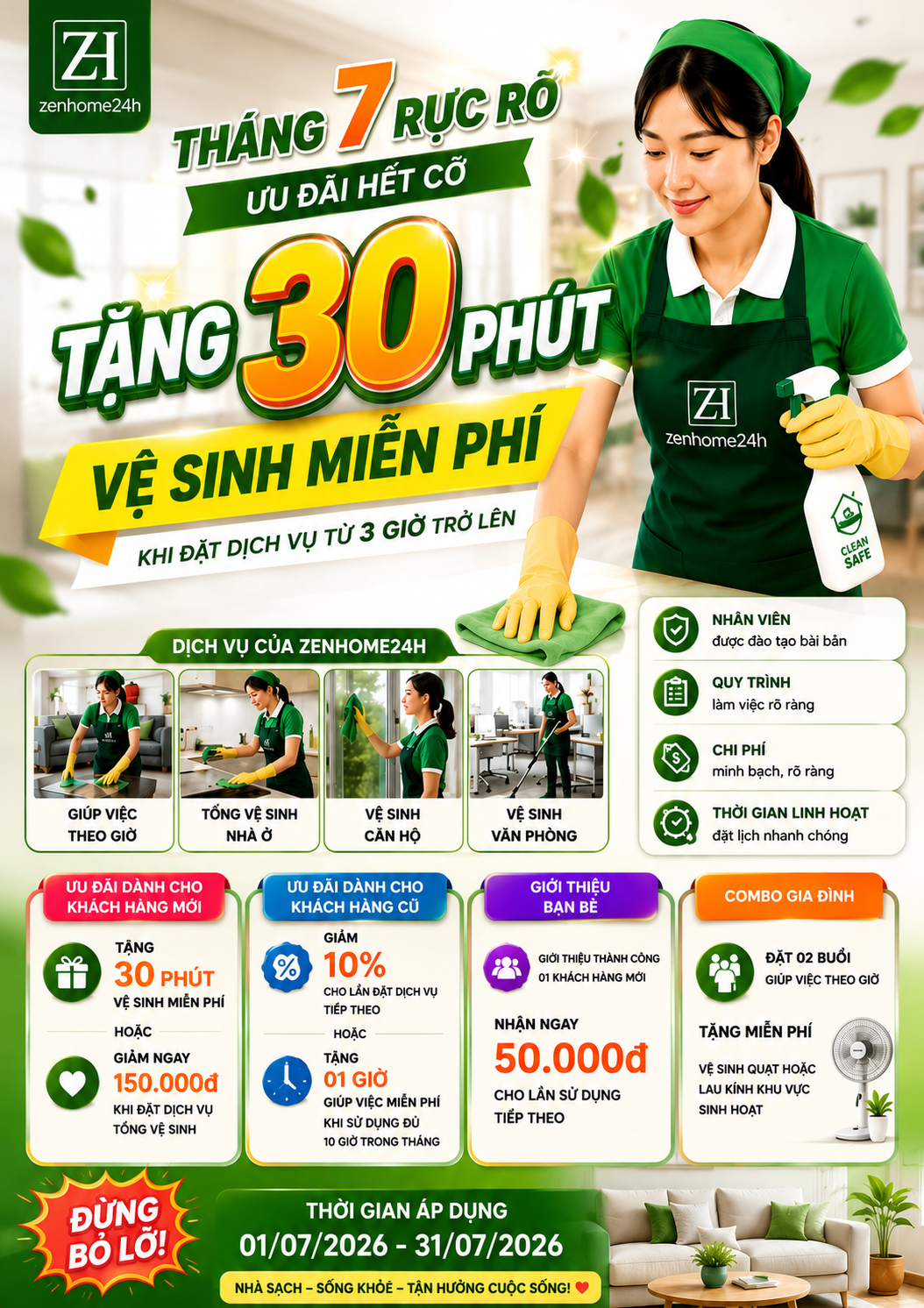 Giúp việc theo giờ TP.HCM – Tặng 30 phút miễn phí